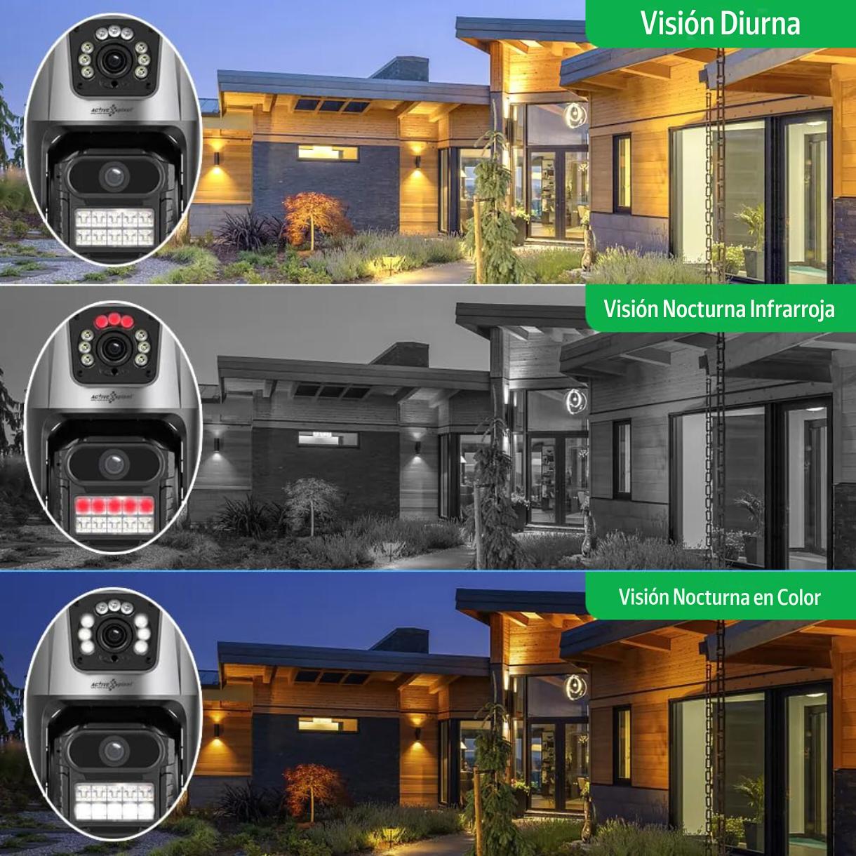 🔐 Cámara de Seguridad con Sirena y Doble Lente – Protección Inteligente para tu Hogar o Negocio