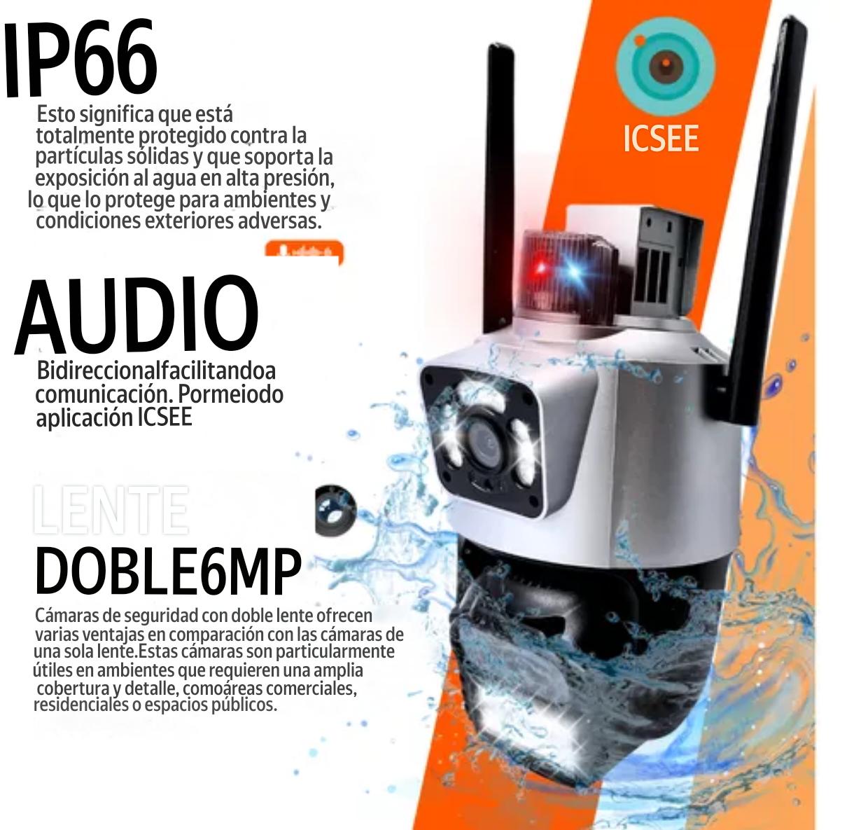 🔐 Cámara de Seguridad con Sirena y Doble Lente – Protección Inteligente para tu Hogar o Negocio