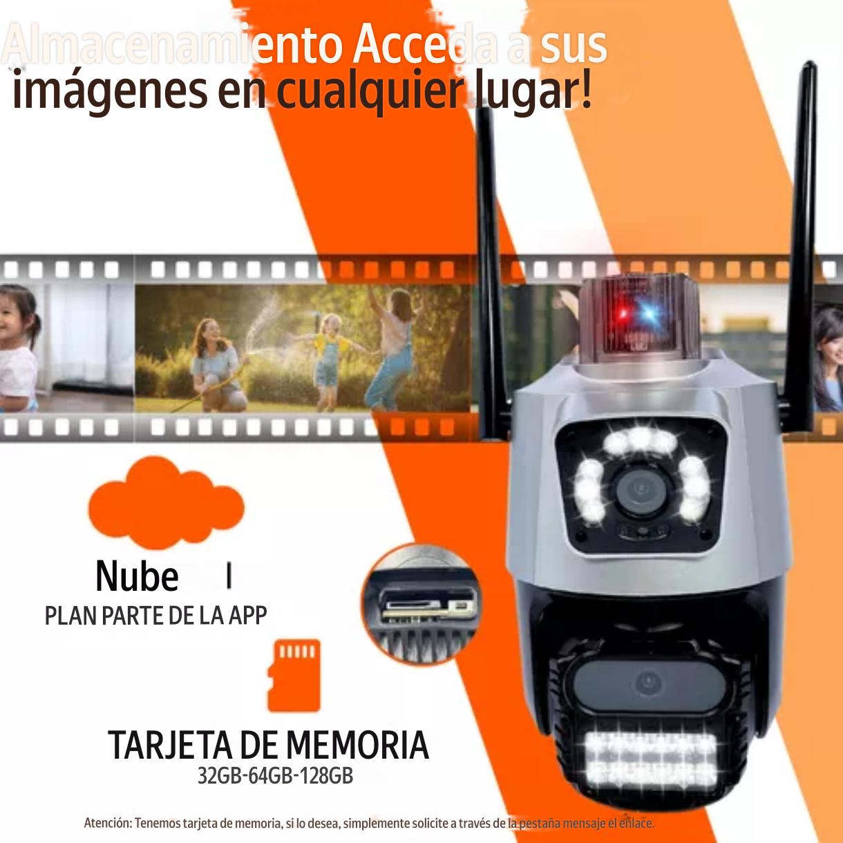🔐 Cámara de Seguridad con Sirena y Doble Lente – Protección Inteligente para tu Hogar o Negocio