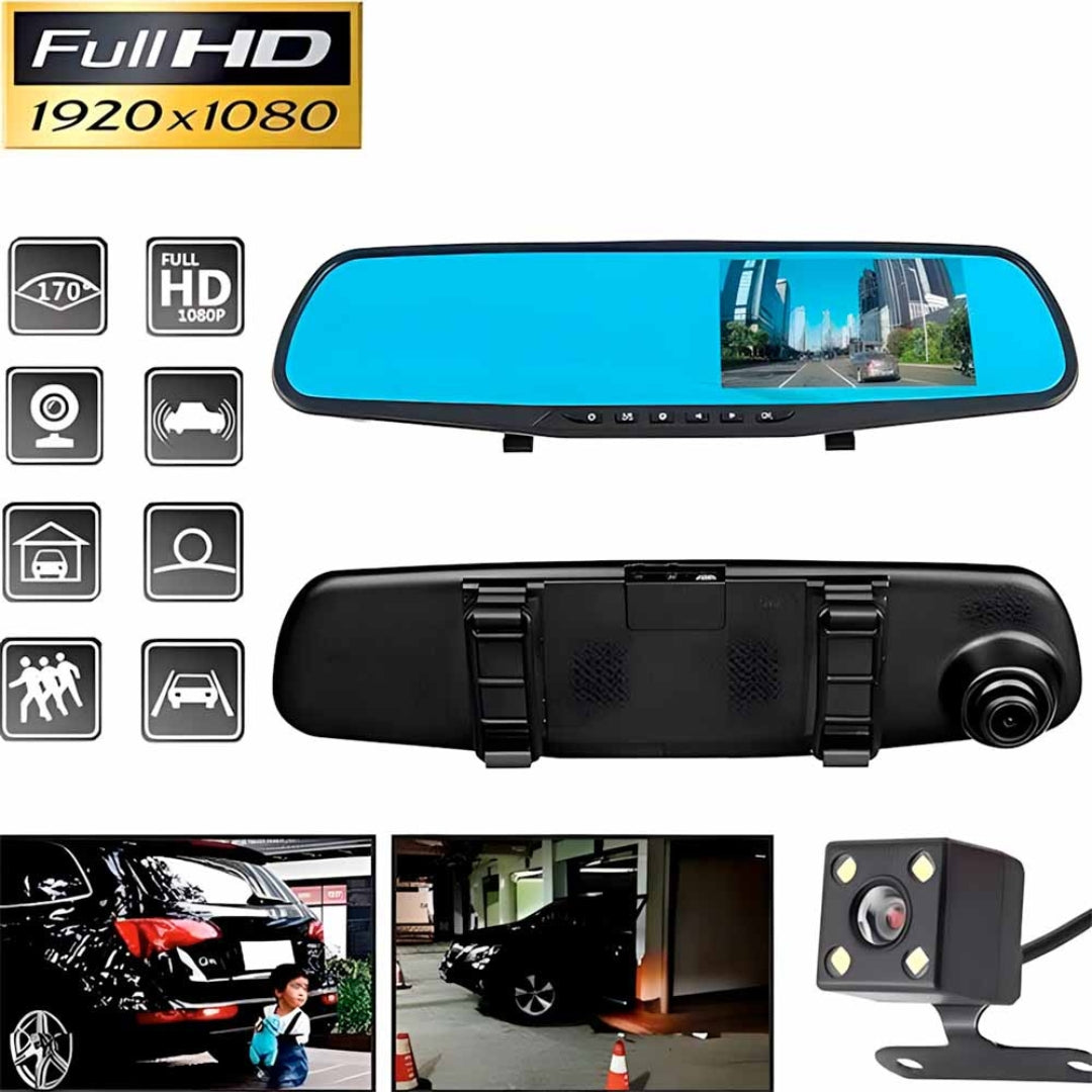 ¡TRANSFORMA TU AUTO! RETROVISOR CON TRIPLE CÁMARA HD 3 EN 1 🚗📸