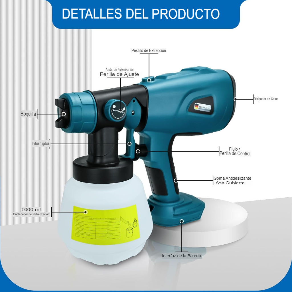 ✨ PINTA SIN ESFUERZO CON ESTA PISTOLA ELÉCTRICA RECARGABLE 800ML