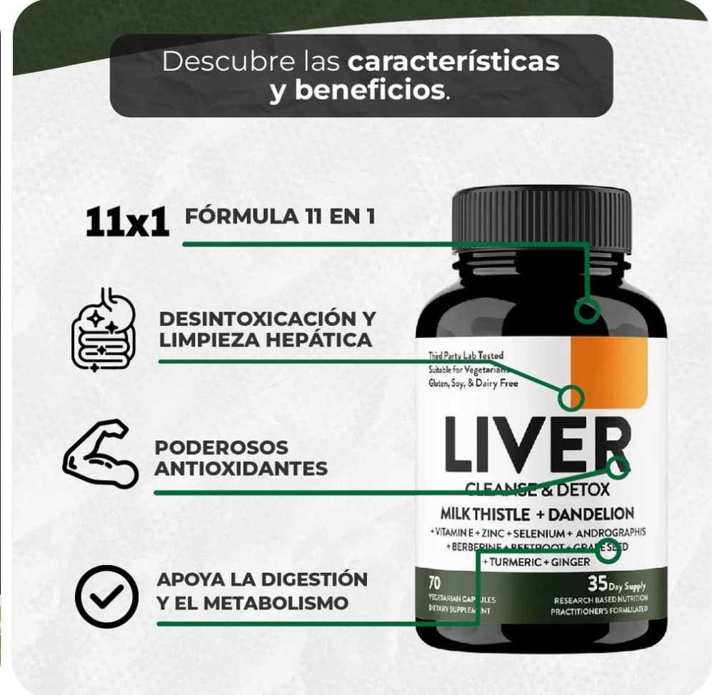 LIVER CLEANSE & DETOX  | FORMULA NATURAL PARA DESINTOXICAR Y PROTEGER TU HIGADO