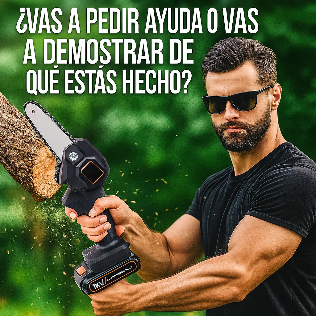 🪓 PEQUEÑA PERO PODEROSA: ¡CORTA TRONCOS COMO UN PROFESIONAL! – MOTOSIERRA ELECTRICA PORTATIL