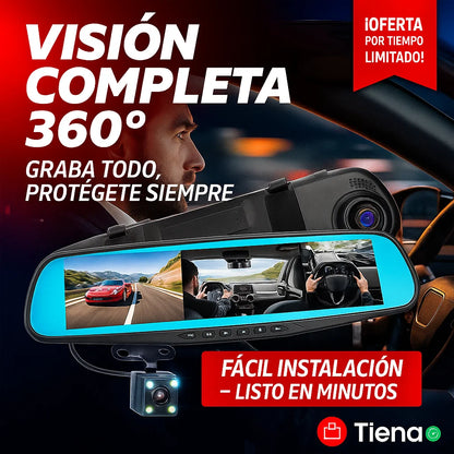 ¡TRANSFORMA TU AUTO! RETROVISOR CON TRIPLE CÁMARA HD 3 EN 1 🚗📸