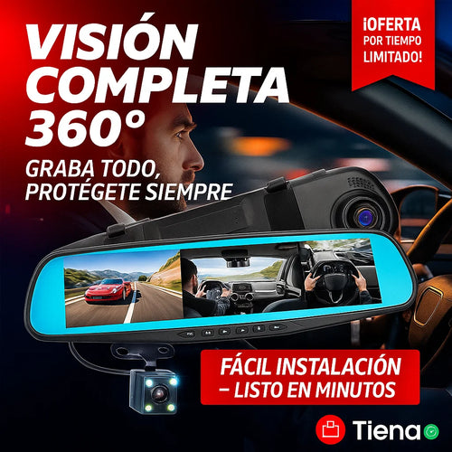 ¡TRANSFORMA TU AUTO! RETROVISOR CON TRIPLE CÁMARA HD 3 EN 1 🚗📸