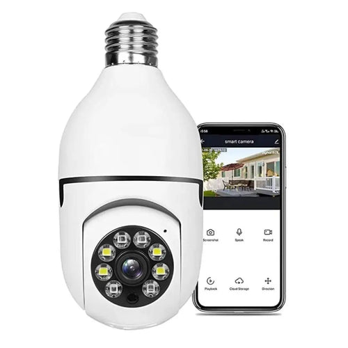 CAMARA DE SEGURIDAD TIPO FOCO 360º – Protección Inteligente y Discreta