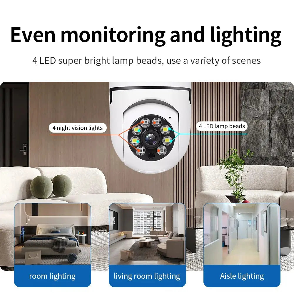 CAMARA DE SEGURIDAD TIPO FOCO 360º – Protección Inteligente y Discreta